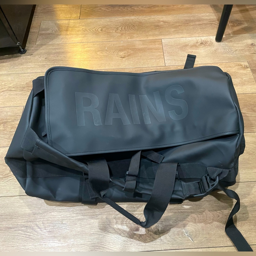 RAINS waterproof black duffel bag
